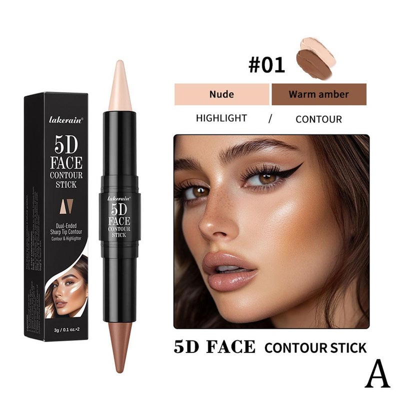 Lakerain 5D Face Contouring Stick - 3g x 2 for sculpted facial contours and nose shadow.